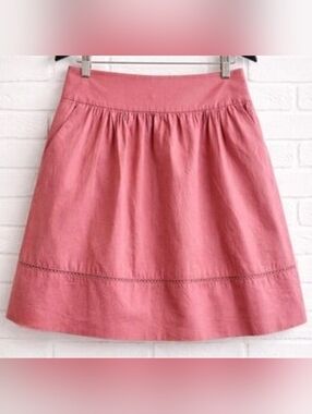 Ann Taylor LOFT Skirt Size 10 Pink A-Line Knee Length Cotton Preppy Cute Girly